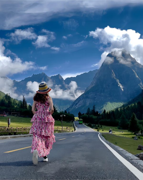 Women's Summer Floral Print Halter A-line Dress Bohemian Cake Dress Pink Dresses