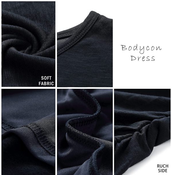 Women's 2025 Summer Casual Beach Dresses Crew Neck Short Sleeve Wrap Party Club Mini Ruched Bodycon T Shirt Dress