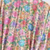 Women Pink Floral Print Beach Bohemian Dresses Mini Dresses Summer Rayon Happie Dress Robe Vestidos