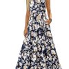 Womens Summer Maxi Dresses 2025 Casual Sleeveless V Neck Loose Fit Floral Boho Dress Beach Long Sundress