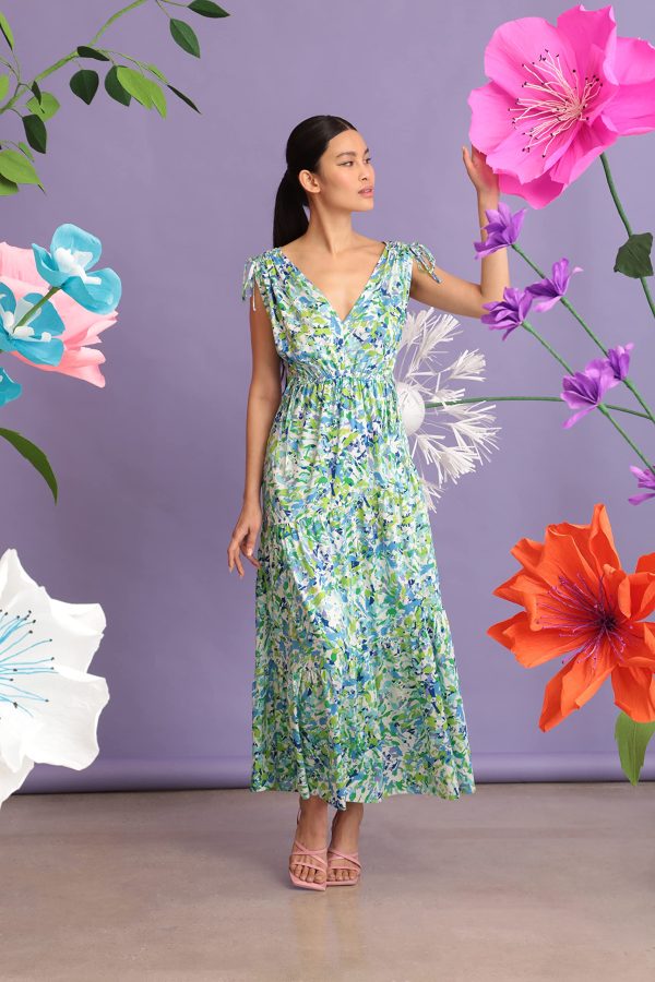 Women's Tiered Maxi with Shoulder and Waist Drawstring Details