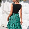 Women Summer Dresses Sleeveless Casual Loose Swing Button Down Midi Sundress with Pockets