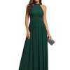 Women's Halter Neck Summer Formal Dresses Sleeveless Pletaed Floor Length Glitter Evening Dresses 41961