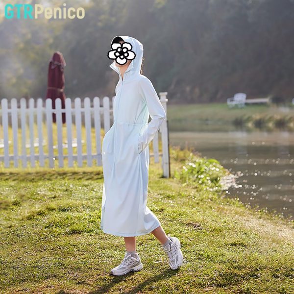 Women's UPF 50+ Lightweight Long Sleeves Sun Protection Beach Summer Dress Hoodie Dress