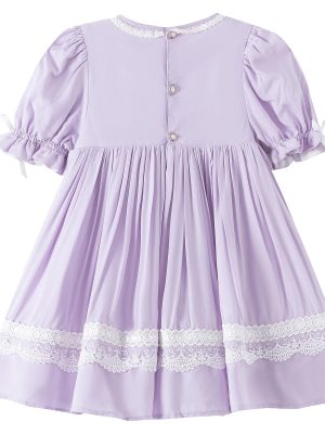 Girl's Summer Dresses, Vintage Purple Heirloom Dress, Puff Sleeve, Light Purple Dress for Girls Kids