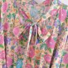 Women Pink Floral Print Beach Bohemian Dresses Mini Dresses Summer Rayon Happie Dress Robe Vestidos