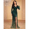 Women's Formal Sequin Bodycon Long Sleeve Prom Dresses Elegant Evening Party Maxi Dresses