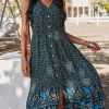 Women Dress Summer Sleeveless Bohemian: Floral V Neck Button Down Flowy Boho Dresses S-XL