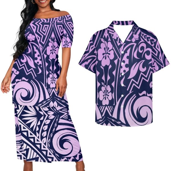 Samoa Couple Outfit Puletasi Samoa Dress Polynesian Shirts for Men Puletasi Samoan Traditional Dress Hawaiian