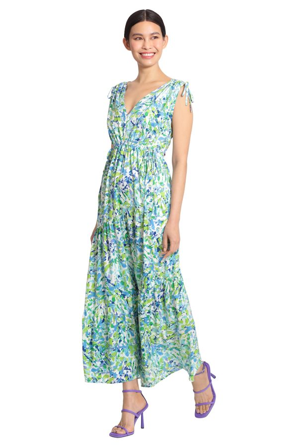 Women's Tiered Maxi with Shoulder and Waist Drawstring Details