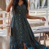 Women Dress Summer Sleeveless Bohemian: Floral V Neck Button Down Flowy Boho Dresses S-XL
