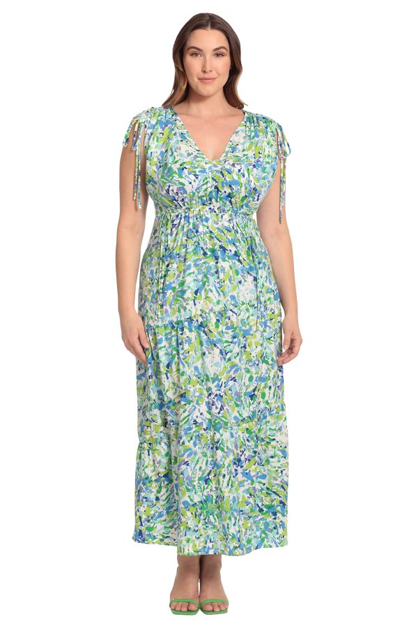 Women's Tiered Maxi with Shoulder and Waist Drawstring Details