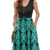 Women Summer Dresses Sleeveless Casual Loose Swing Button Down Midi Sundress with Pockets