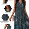 Women Dress Summer Sleeveless Bohemian: Floral V Neck Button Down Flowy Boho Dresses S-XL