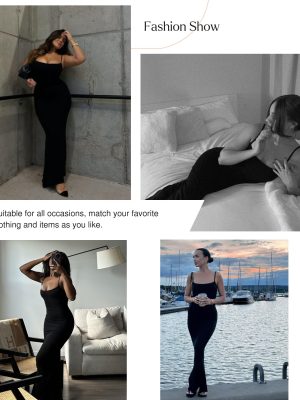 Summer Maxi Dress for Women - Cocktail Shapewear Dresses Built-in Bra Adjustable Straps Vacation Long Slip