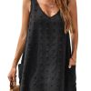 Womens Casual Sun Summer Dresses Swiss Polka Dot Beach Cover Up V Neck Tank Dress with Pockets