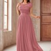 Women's Classy Scoop Neck Sequin Lace Contrast Bridesmaid Party Maxi Dress