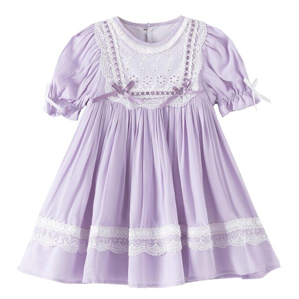 Girl's Summer Dresses, Vintage Purple Heirloom Dress, Puff Sleeve, Light Purple Dress for Girls Kids