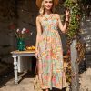 2025 Women's Criss Cross Halterneck Sleeveless Summer Floral Print Flowy A Line Maxi Dress