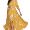 Summer Floral Print Maxi Dress Women Button Up Split Long Flowy Bohemian Beach Party Dresses