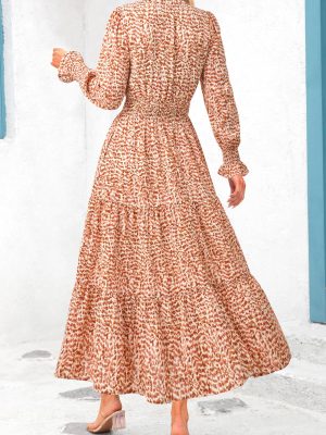 Women's Floral Maxi Dress 2025 Spring Long Sleeve V Neck Casual A Line Long Flowy Boho Party Dresses