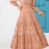 Women's Floral Maxi Dress 2025 Spring Long Sleeve V Neck Casual A Line Long Flowy Boho Party Dresses