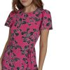 Women's Short Sleeve Pleated Hem Rope Belt Midi Dress