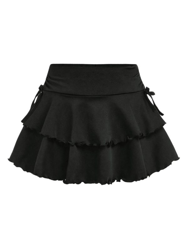 Girl's Summer Mini Skirts High Waisted Ruffle Layered Skirts Swing Flowy Skater Tennis Skirt