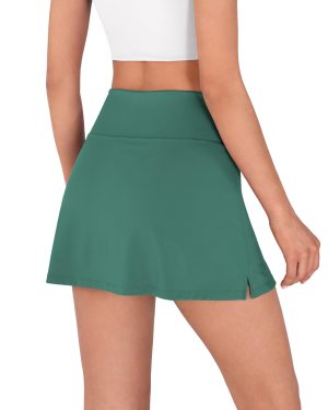 Women's Athletic Tennis Skorts with Pockets Built-in Shorts Golf Active Skirts for Sports Running Gym Training