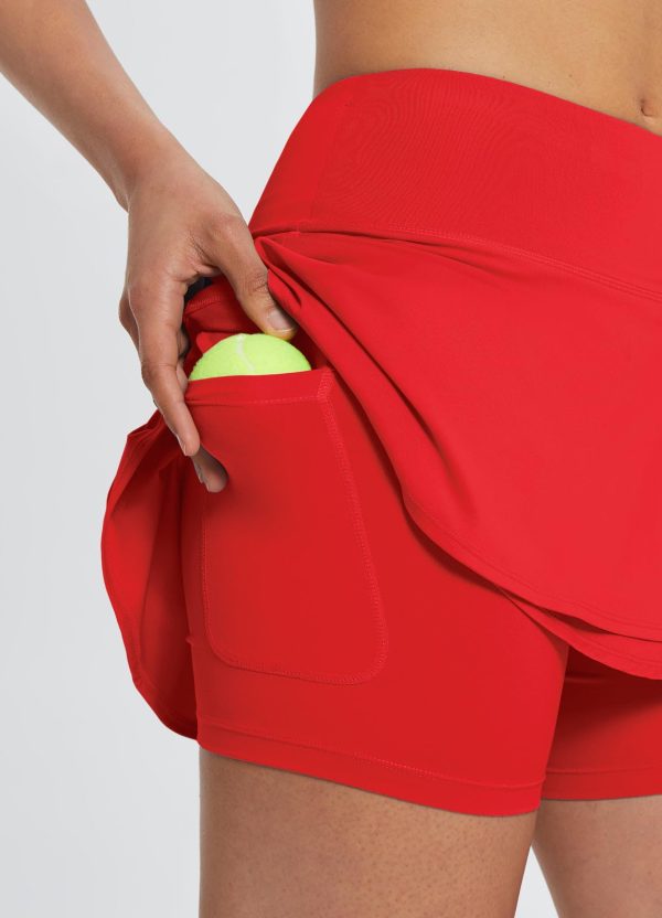 Women's Pleated Tennis Skirts Athletic Golf Skorts for Women with Pockets Shorts High Waisted Workout Layered Ruffle