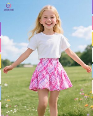 Girls and Toddlers Skirts Floral & Plaid Mini Skirt with Built-in Shorts