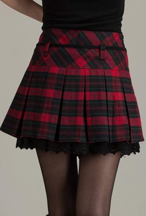 Women's A-Line Plaid Wool Blend Pleated Skirt Side Zipper