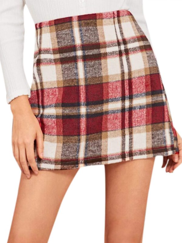 Women's Plaid Skirt High Waisted Pencil Mini Skirt