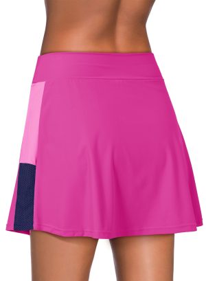 Womens Swim Skirt Tummy Control Color Block Tankini Swimdress Bikini Bathing Suit Swimsuit Bottoms