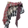 Women's Y2k High Waist Plaid Patchwork Tiered Pleated Asymmetrical Hem Mini Skirt