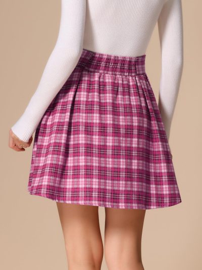 Plaid Mini Skirt for Women's Tartan A-Line Buffalo Vintage Pleated Skirts
