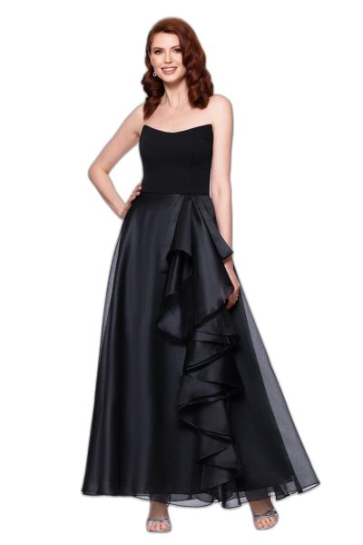 Women's Floor-Length, Strapless, Organza Ruffle Skirt, with A-line Silhouette