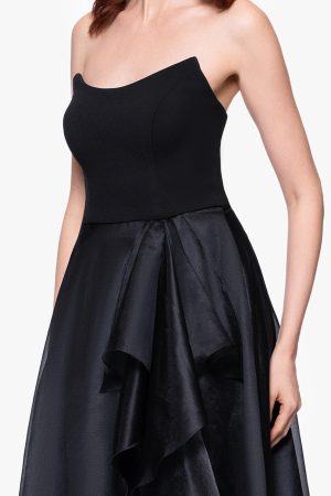 Women's Floor-Length, Strapless, Organza Ruffle Skirt, with A-line Silhouette