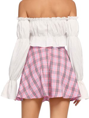 Women's Cute Plaid High Waist Above Knee A-line Skater Mini Short Skirt