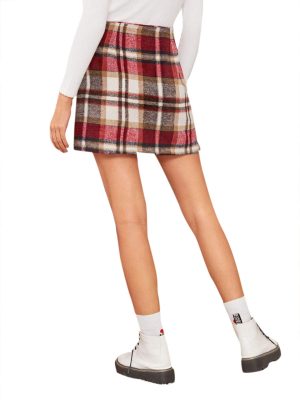 Women's Plaid Skirt High Waisted Pencil Mini Skirt