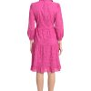 Women's Mini Ruffle Mock Neck Eyelet Dress with Tiered Skirt