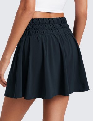 High Waisted Flowy Tennis Skirts for Women Pleated Casual Golf Athletic Pickleball Skorts with Shorts Pockets