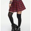 Women's Y2K Plaid Skirt Print Flared Hem Mini Skirt Pleated A Line Short Skirts