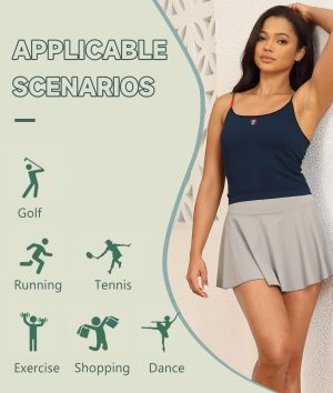 Womens Pleated Skirt High Waisted Mini Tennis Skirts for Women with Shorts Pockets Pickleball Skater Cheer Skorts