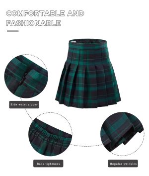 Womens Girls Pleated Tennis Skirts High Waisted A-line Skirt School Uniform Athletic Golf Skorts with Shorts,2T-4XL