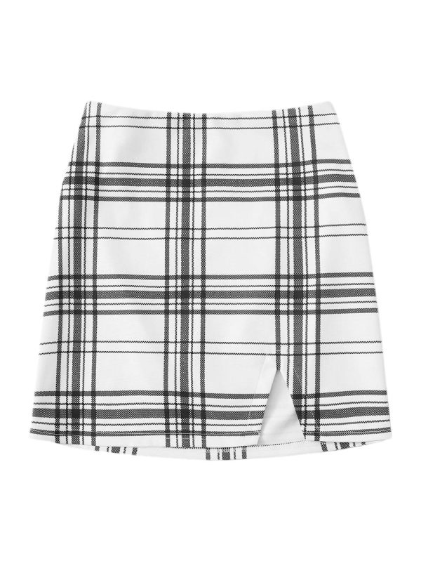 Women's Split Hem Zipper Side Bodycon Mini Skirt
