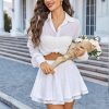 Skirts for Women Lace Pleated Ruffles Skater Skirt Elastic Waistband Sexy Basic Stretchy Flared Casual Mini Skirt