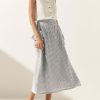 Womens Plaid Midi Skirt Flowy Elastic High Waist Long Skirts with Pockets