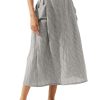 Womens Plaid Midi Skirt Flowy Elastic High Waist Long Skirts with Pockets