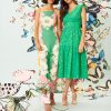 Women's Sleeveless V-Neck with Ruffle Shoulder Detail and Tiered Skirt